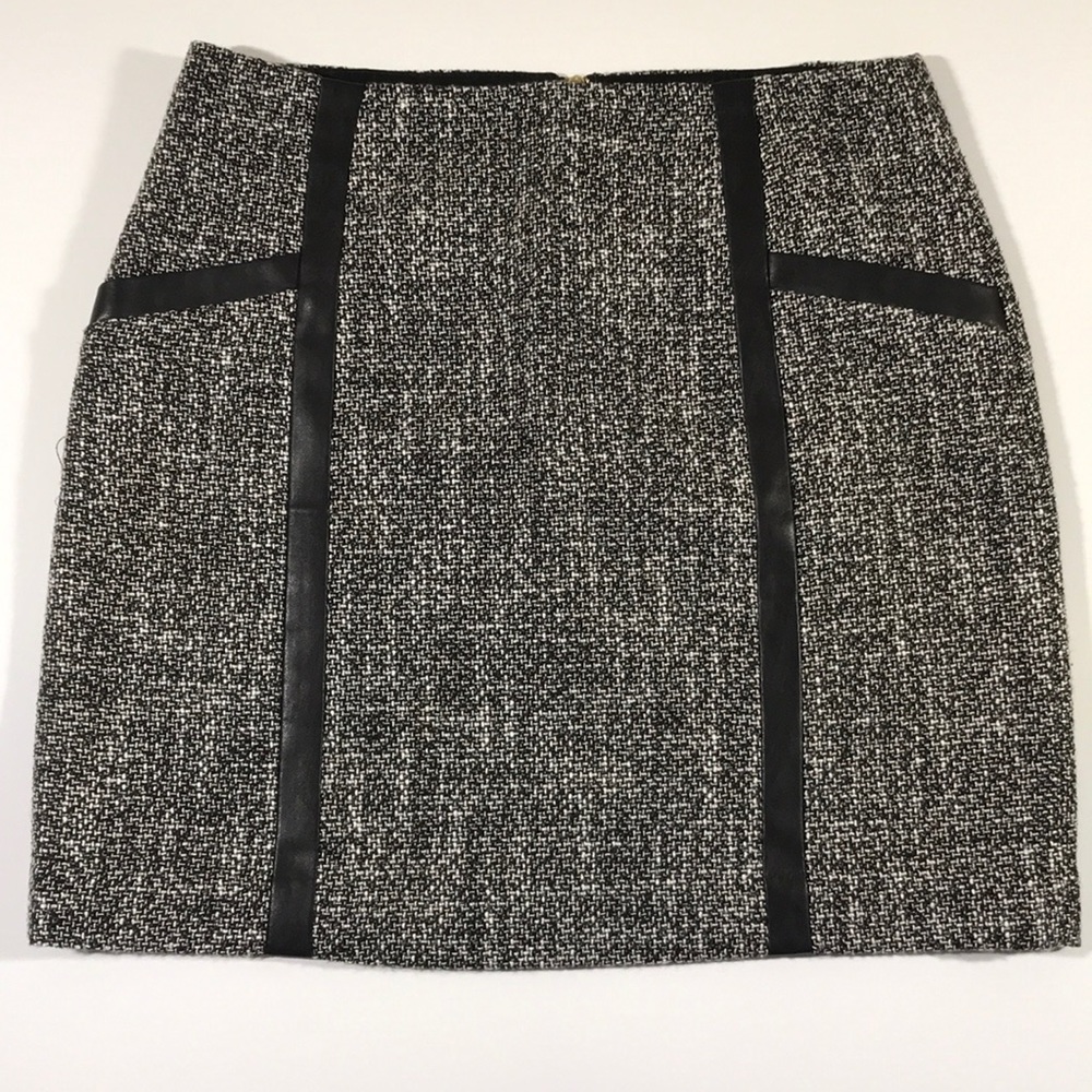 BR Tweed + Faux Leather Mini Skirt